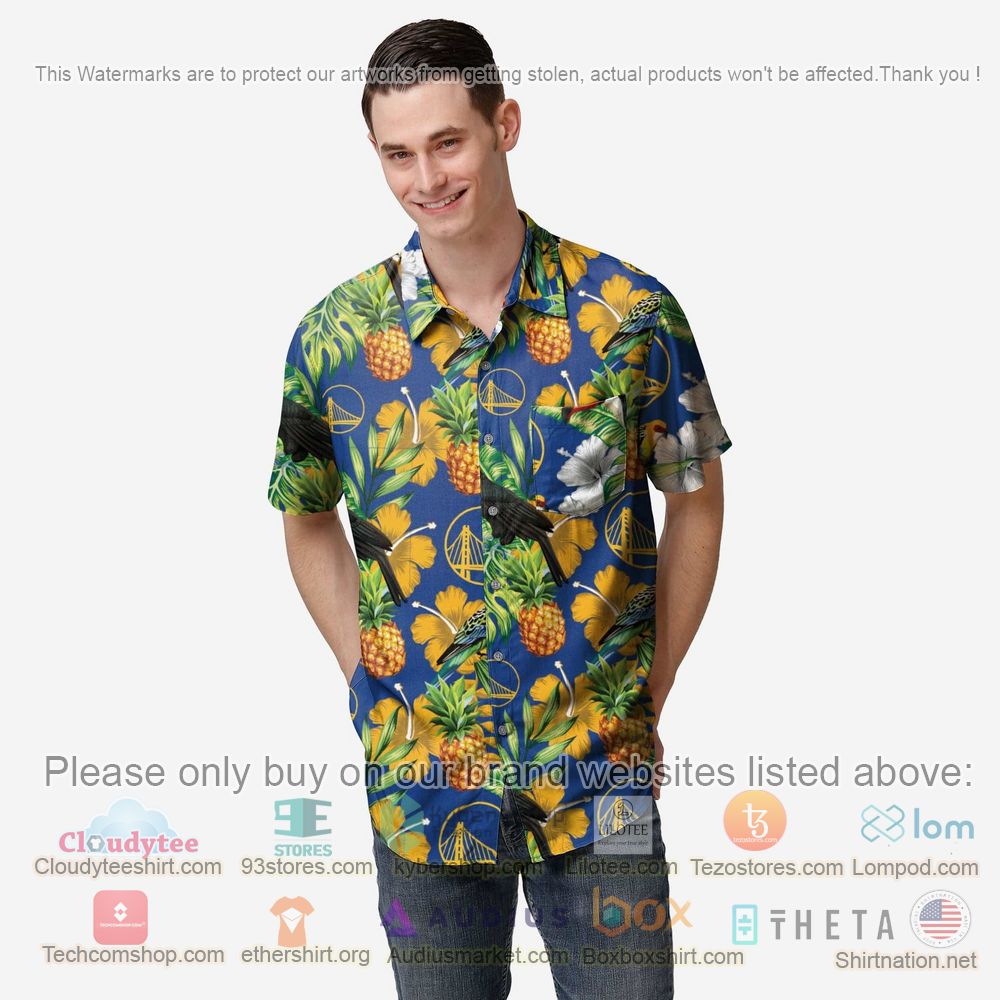 HOT Golden State Warriors Floral Button-Up Hawaii Shirt 2