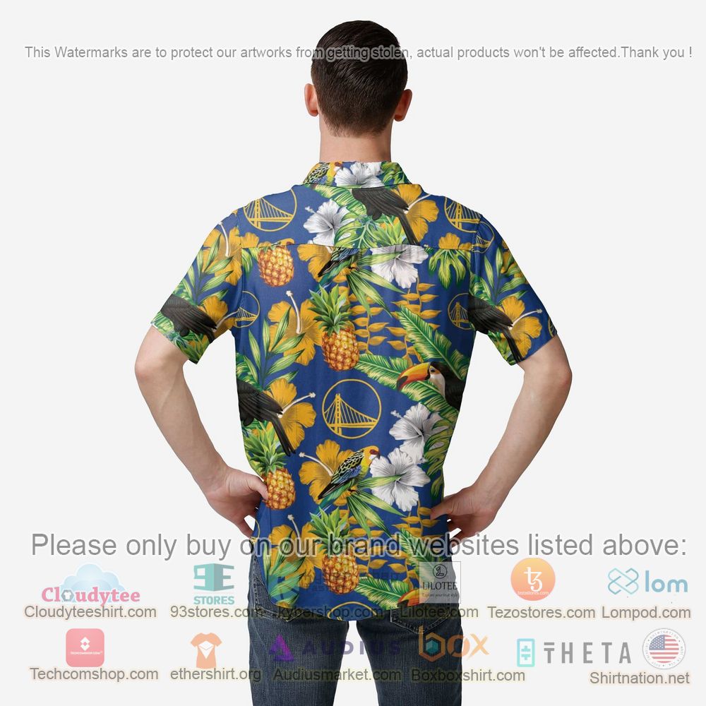 HOT Golden State Warriors Floral Button-Up Hawaii Shirt 3