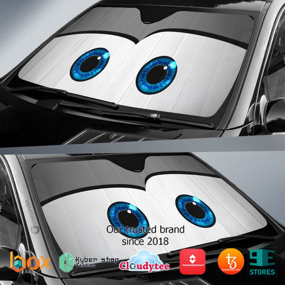 Gray Cute Cartoon Eyes Car Sunshade 2