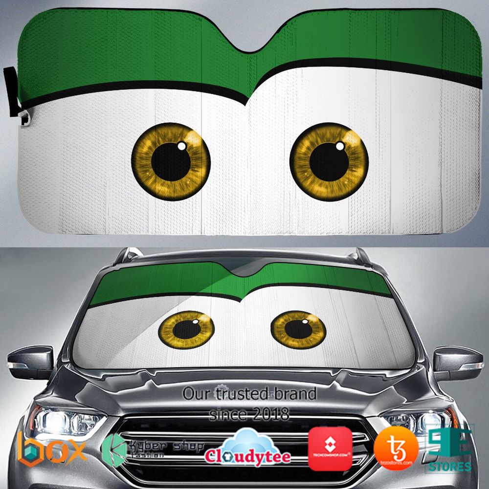 Green Cute Cartoon Eyes Car Sunshade 1