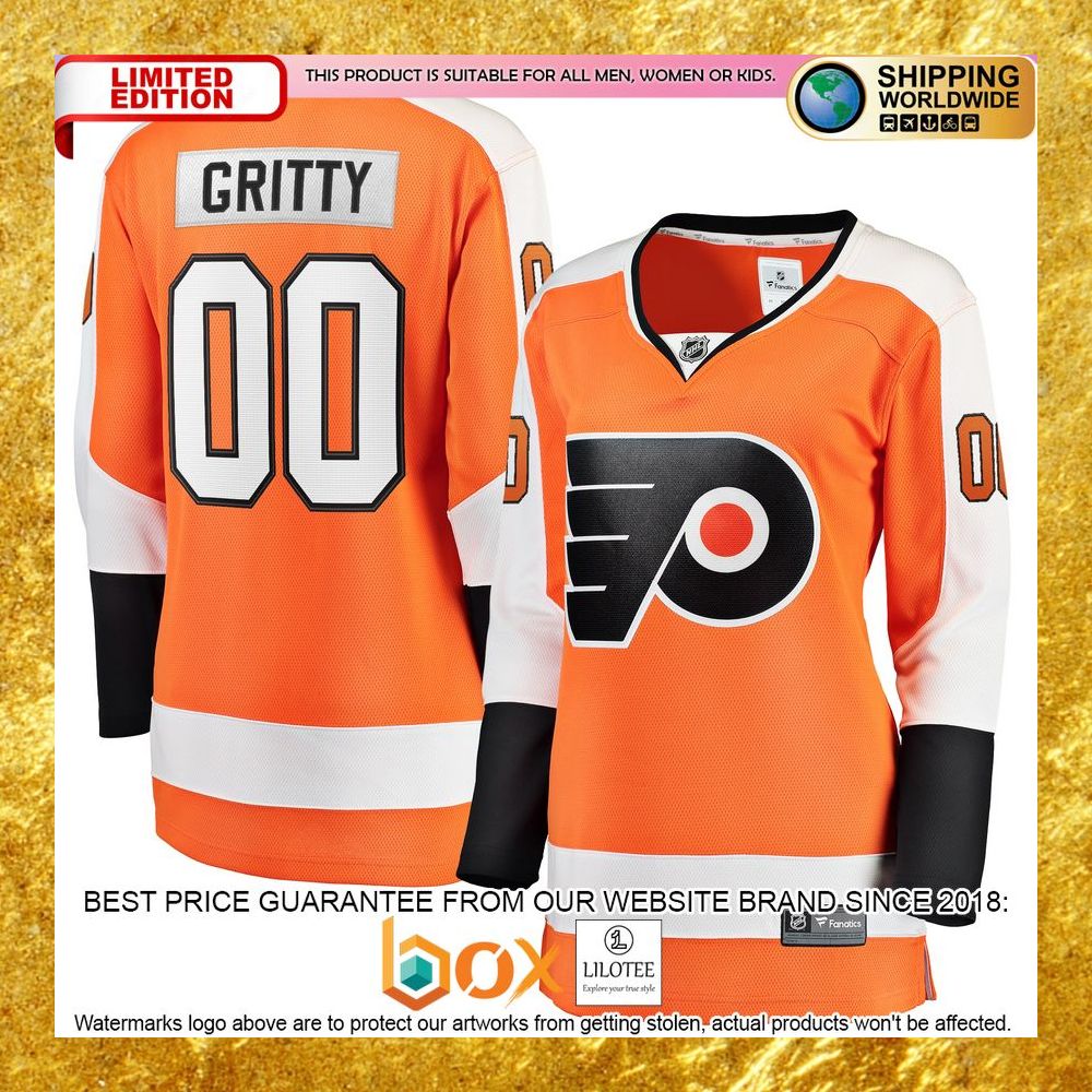 NEW Gritty Philadelphia Flyers Women's Player Orange Hockey Jersey 8