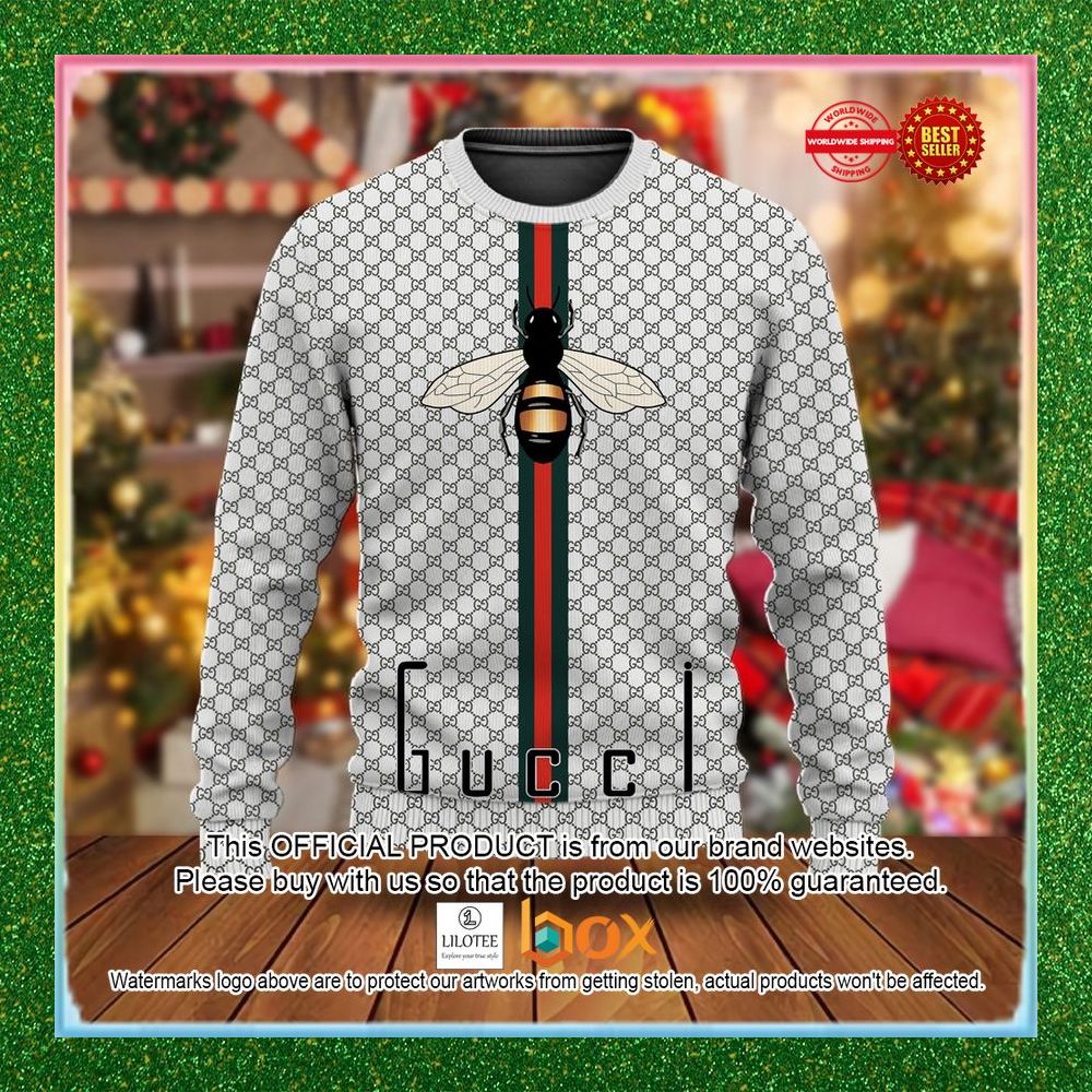 BEST Gucci Bee Red Line middle Christmas Sweater 1