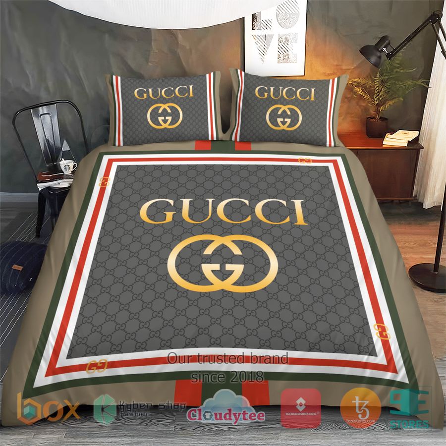 Gucci Grey-Brown Bedding Set 1