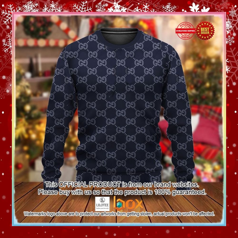 BEST Gucci Navy Christmas Sweater 3