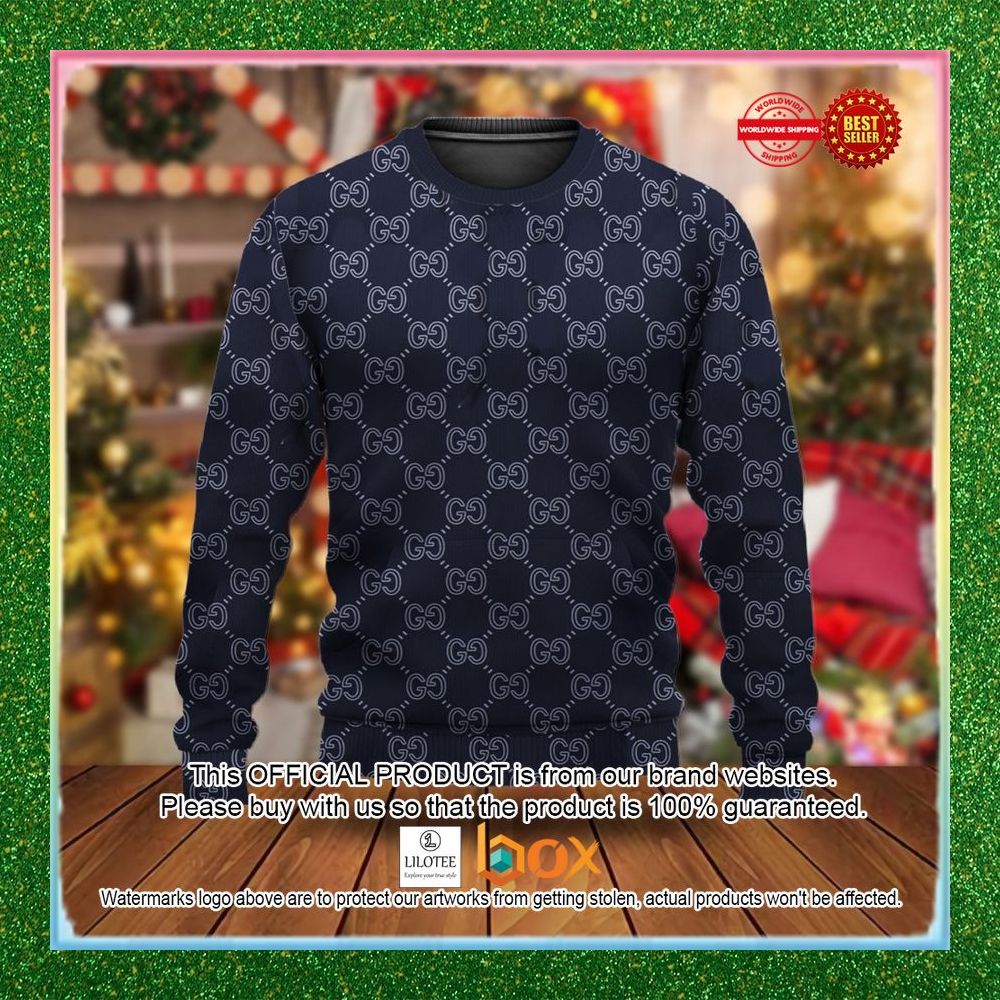 BEST Gucci Navy Christmas Sweater 1
