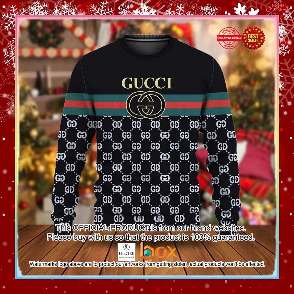 BEST Gucci Red green line black Christmas Sweater 3