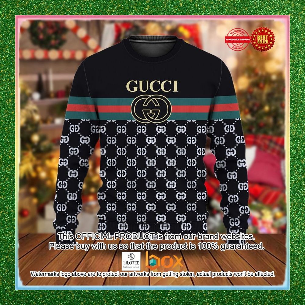 BEST Gucci Red green line black Christmas Sweater 1