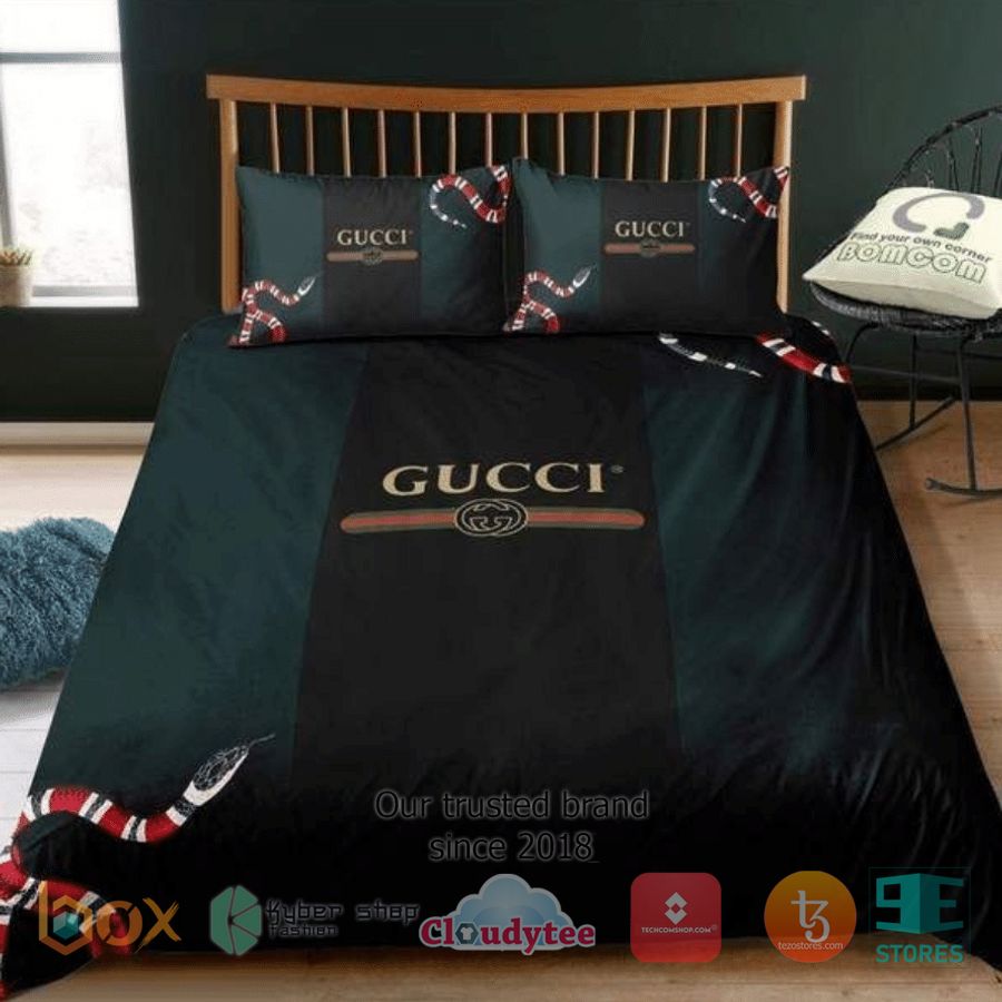 Gucci Snake Black-Green Bedding Set 1