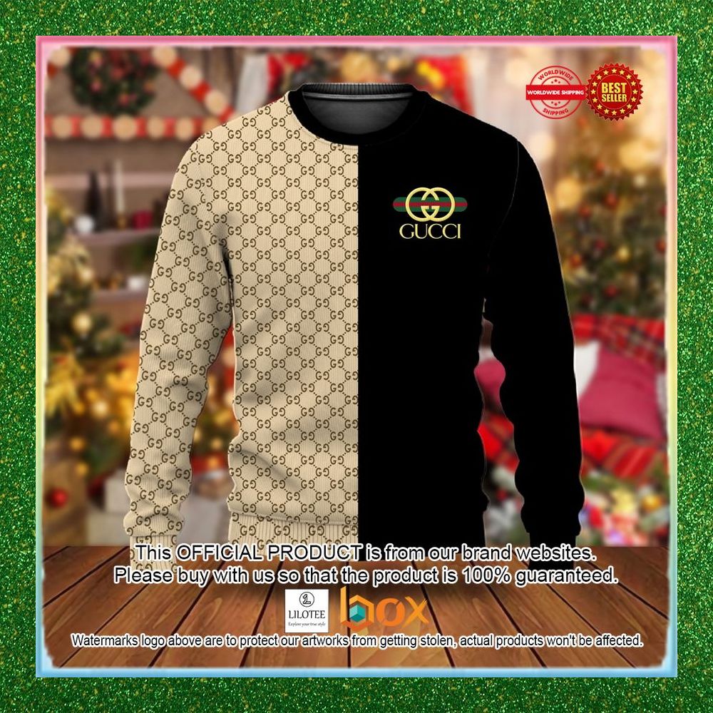 BEST Gucci yellow and Black Christmas Sweater 1