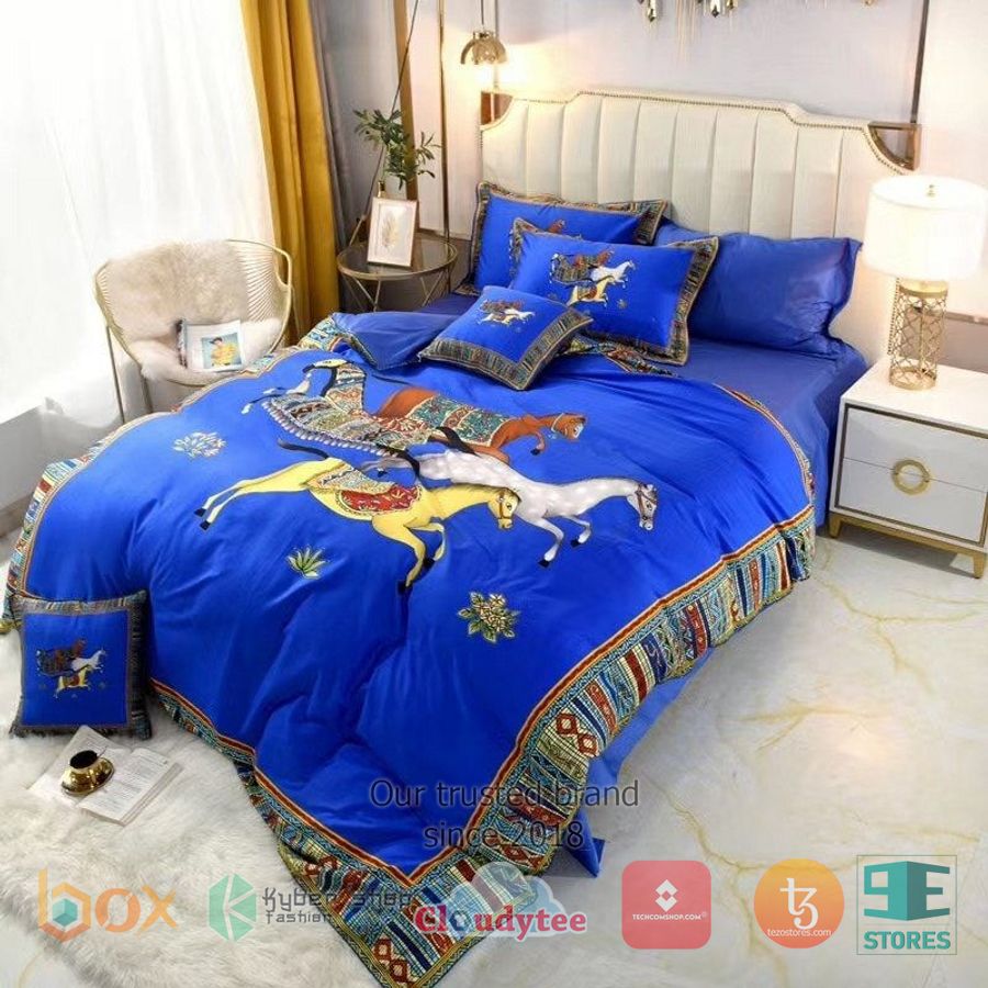 Hermes Horse Blue Bedding Set 1