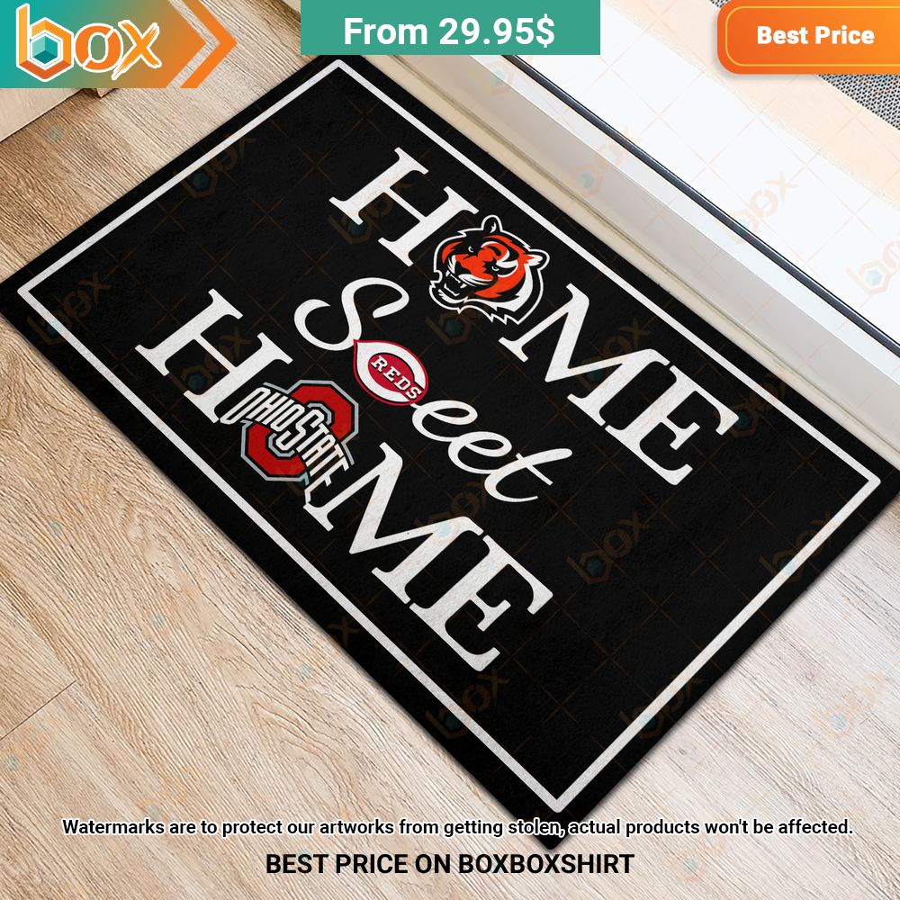 Home Sweet Home Cincinnati Bengals Cincinnati Reds Ohio State Buckeyes Doormat 2