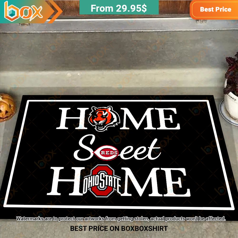 Home Sweet Home Cincinnati Bengals Cincinnati Reds Ohio State Buckeyes Doormat 4