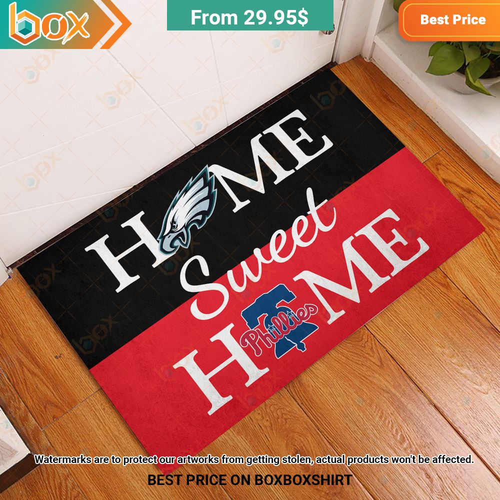 Home Sweet Home Philadelphia Eagles Philadelphia Phillies Doormat 4