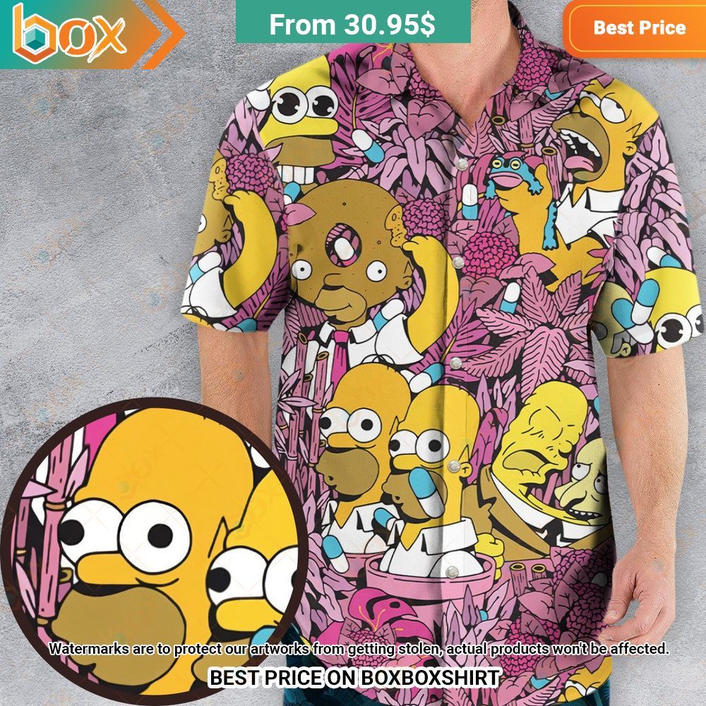 Homer Simpson In Flower Bush The Simpsons Hawaiian Shirt 9