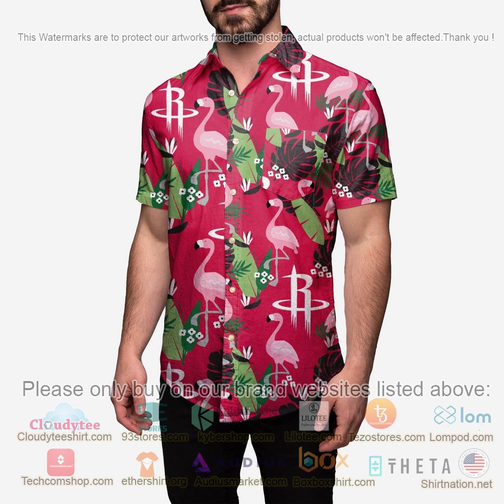 HOT Houston Rockets Floral Button-Up Hawaii Shirt 2