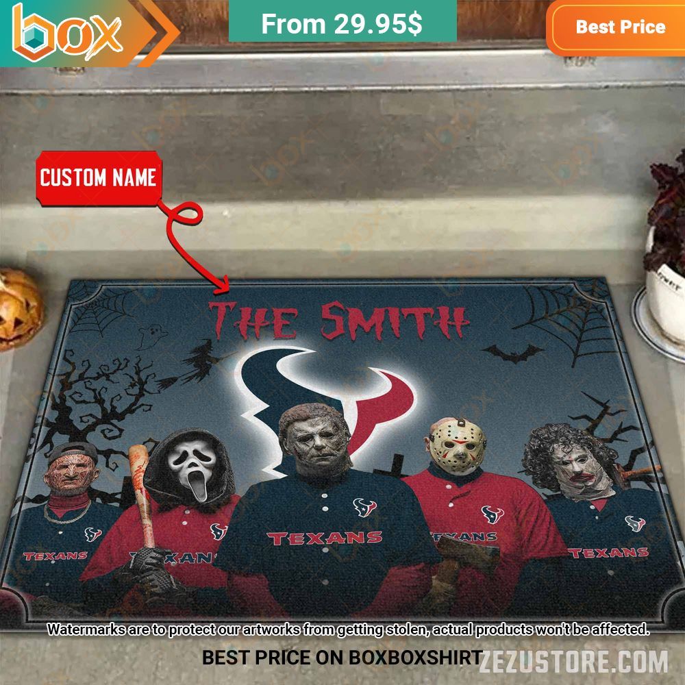 Houston Texans Freddy Krueger Ghostface Michael Myers Jason Voorhees Leatherface Custom Halloween Doormat 1