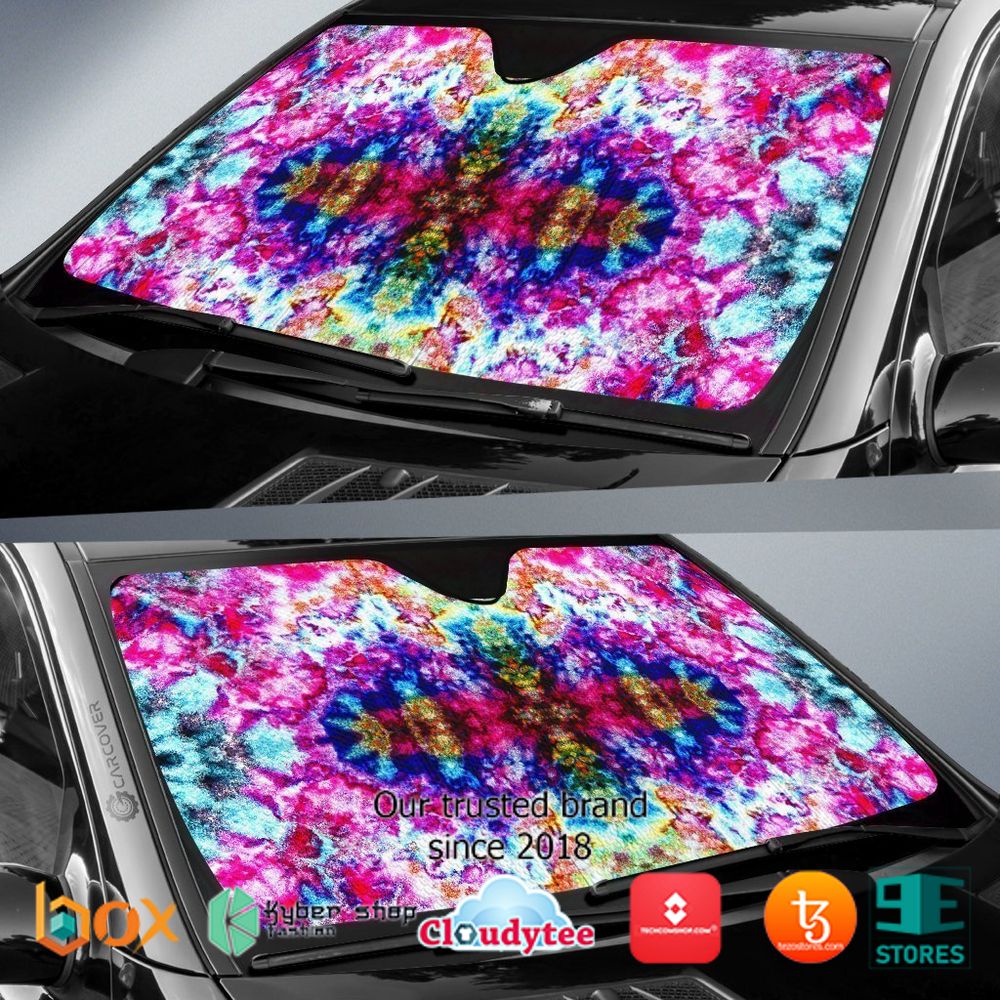 Ice Tie Dye Printed Hippie Car Sunshade 2