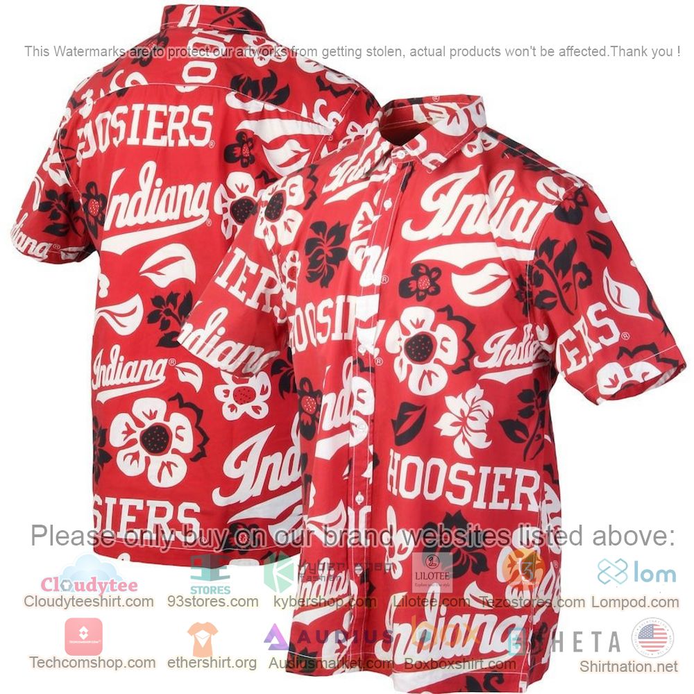 HOT Indiana Hoosiers Crimson Floral Button-Up Hawaii Shirt 1