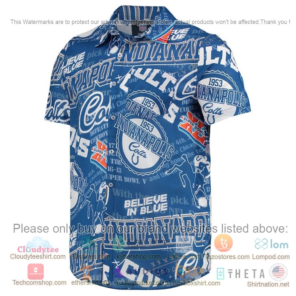 HOT Indianapolis Colts Royal Button-Up Hawaii Shirt 2
