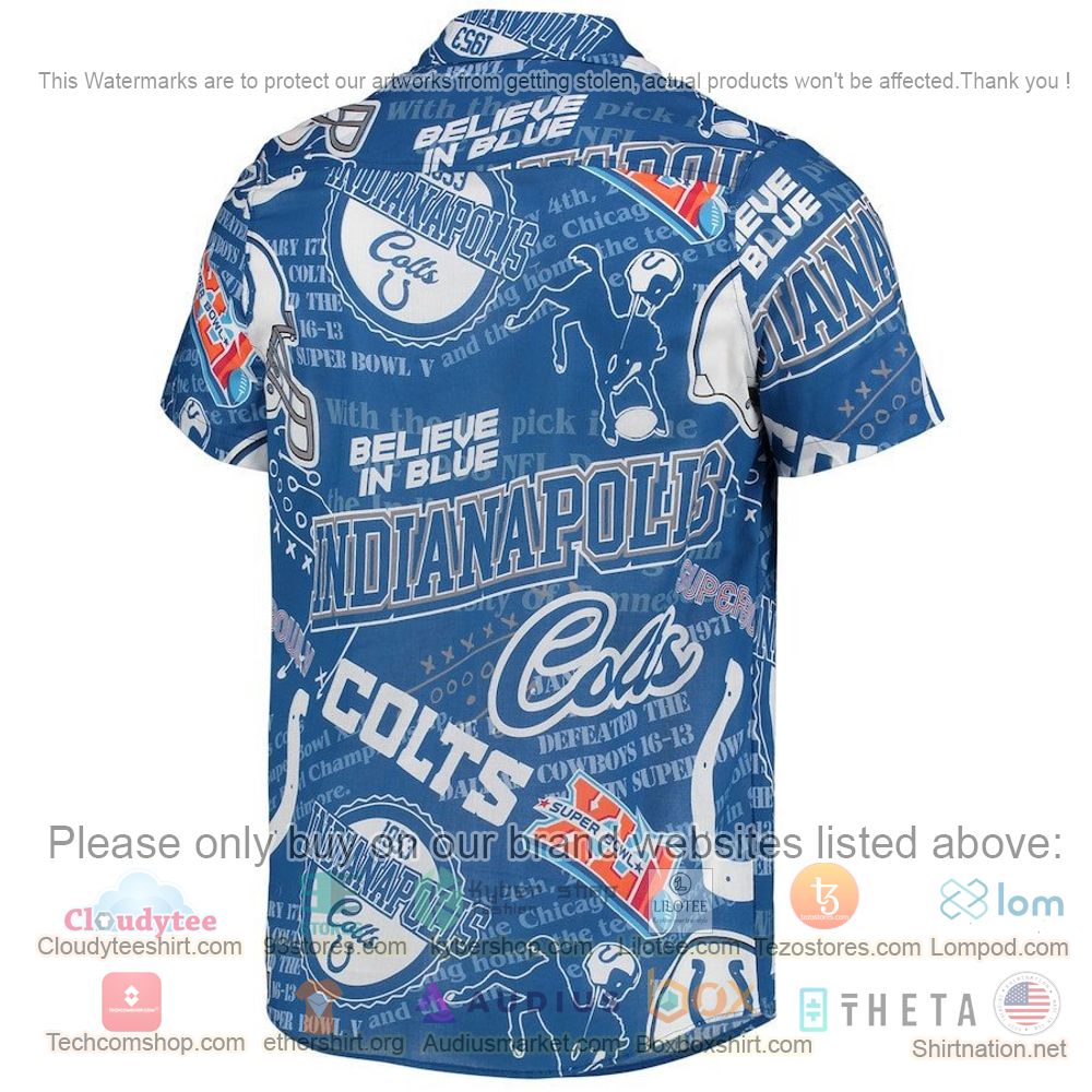 HOT Indianapolis Colts Royal Button-Up Hawaii Shirt 3