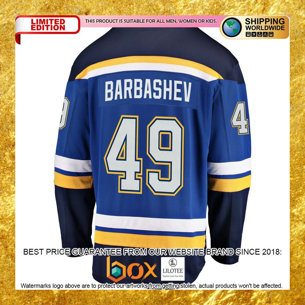 NEW Ivan Barbashev St. Louis Blues Player Blue Hockey Jersey 7