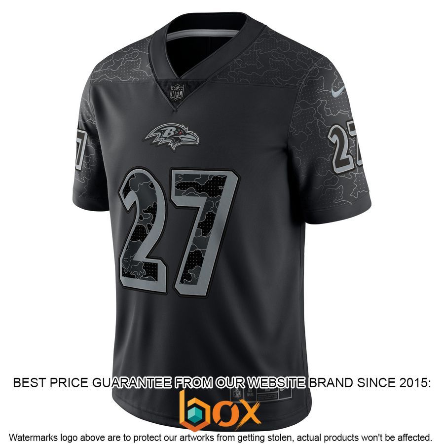 NEW J.K. Dobbins Baltimore Ravens RFLCTV Black Football Jersey 16