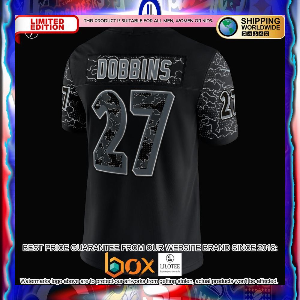 NEW J.K. Dobbins Baltimore Ravens RFLCTV Black Football Jersey 26