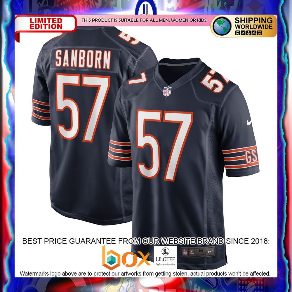 NEW Jack Sanborn Chicago Bears Navy Football Jersey 5
