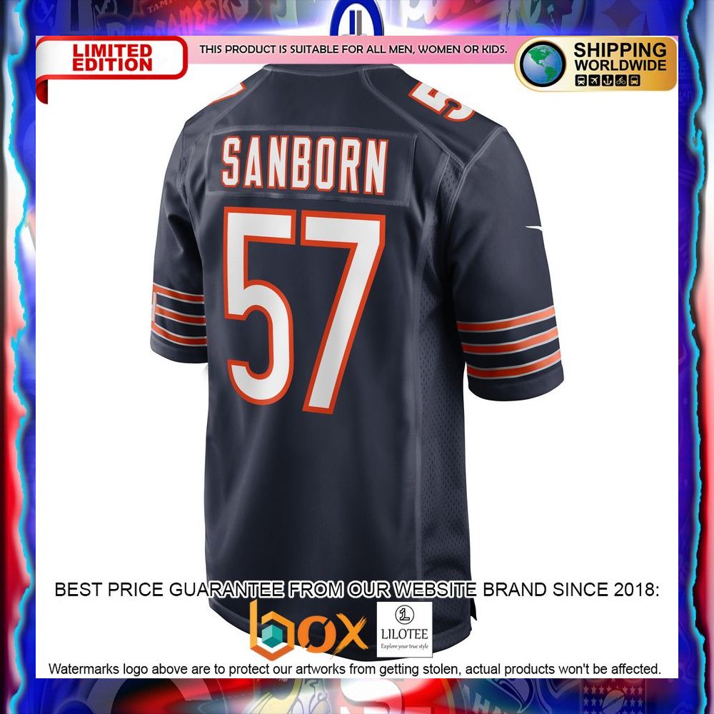 NEW Jack Sanborn Chicago Bears Navy Football Jersey 7