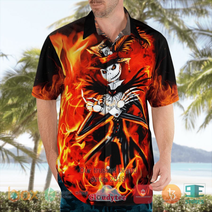 Jack Skellington Halloween Fire Hawaiian Shirt 3
