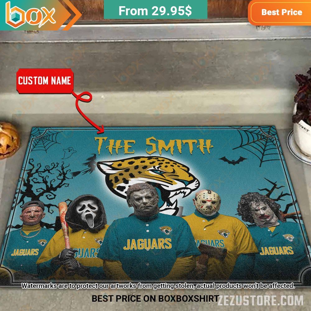 Jacksonville Jaguars Freddy Krueger Ghostface Michael Myers Jason Voorhees Leatherface Custom Halloween Doormat 7