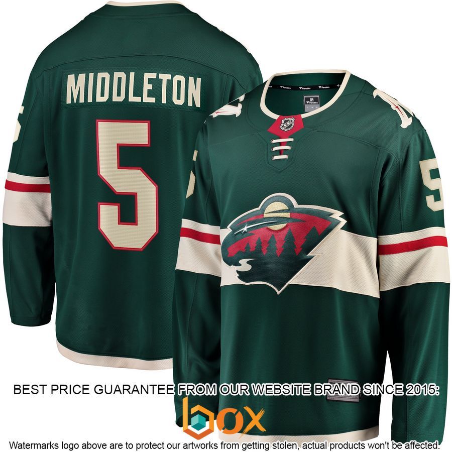 NEW Jake Middleton Minnesota Wild Home Player Green Hockey Jersey 4