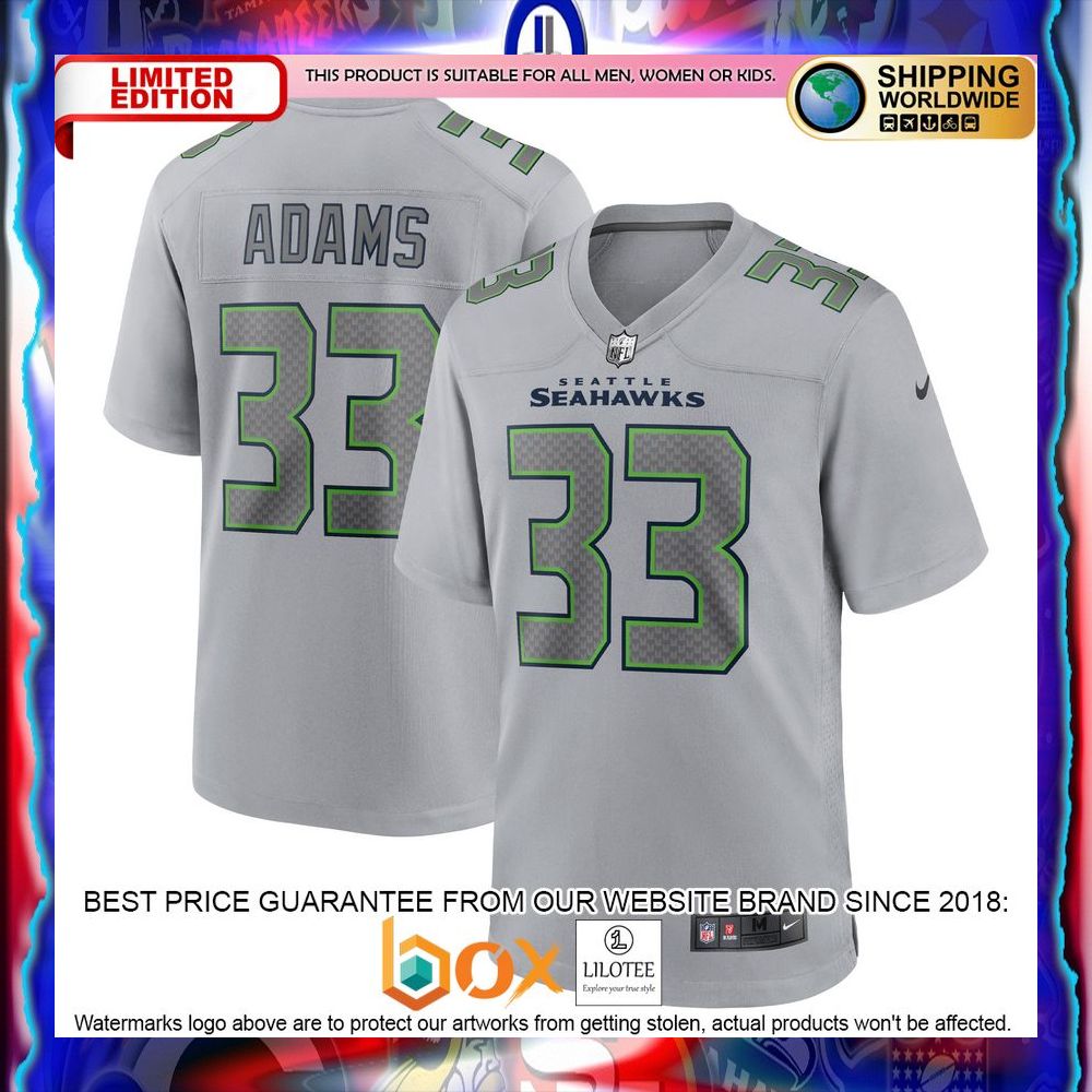 NEW Jamal Adams Seattle Seahawks Atmosphere Fashion Gray Football Jersey 5