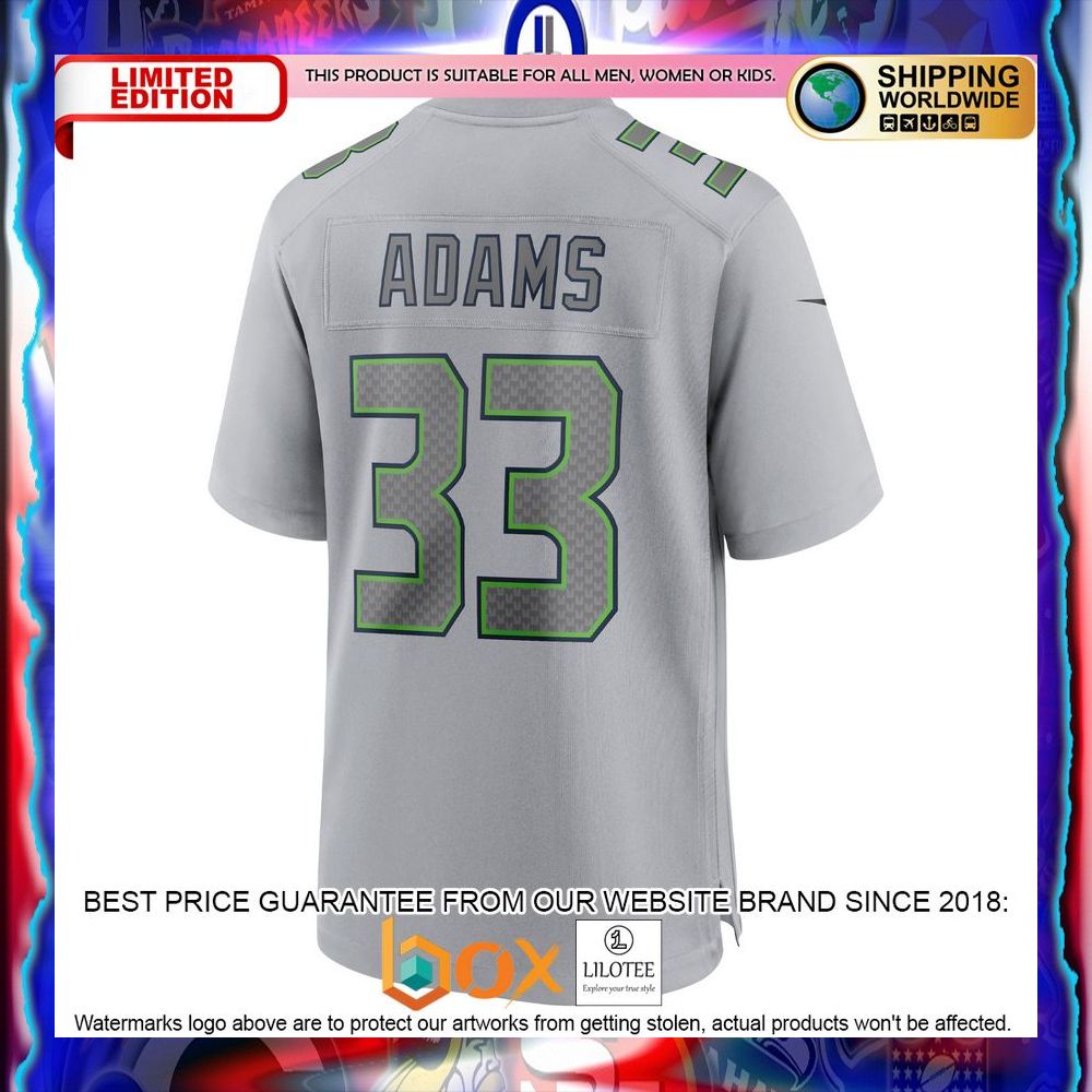 NEW Jamal Adams Seattle Seahawks Atmosphere Fashion Gray Football Jersey 7