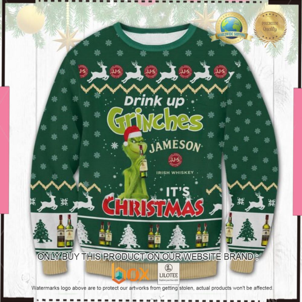 HOT Jameson Drink Up Grinches Christmas Ugly Sweater 8