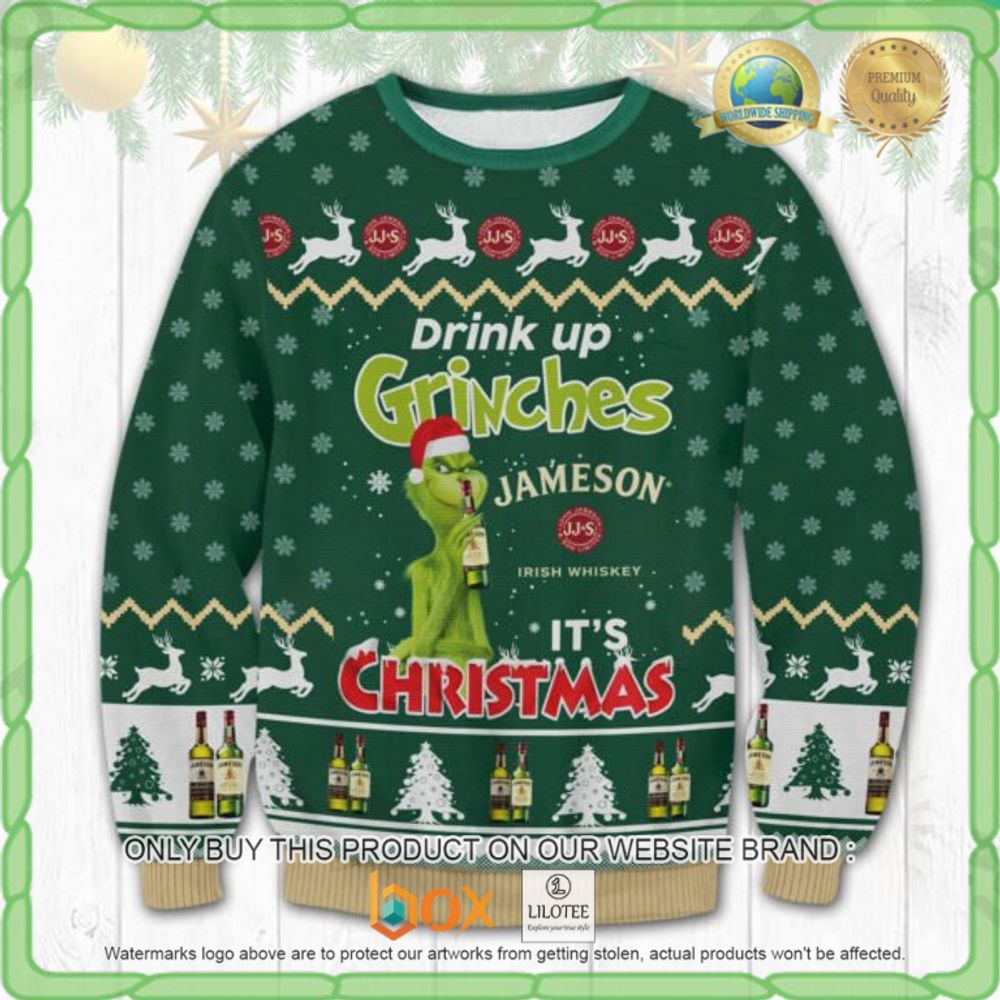 HOT Jameson Drink Up Grinches Christmas Ugly Sweater 3