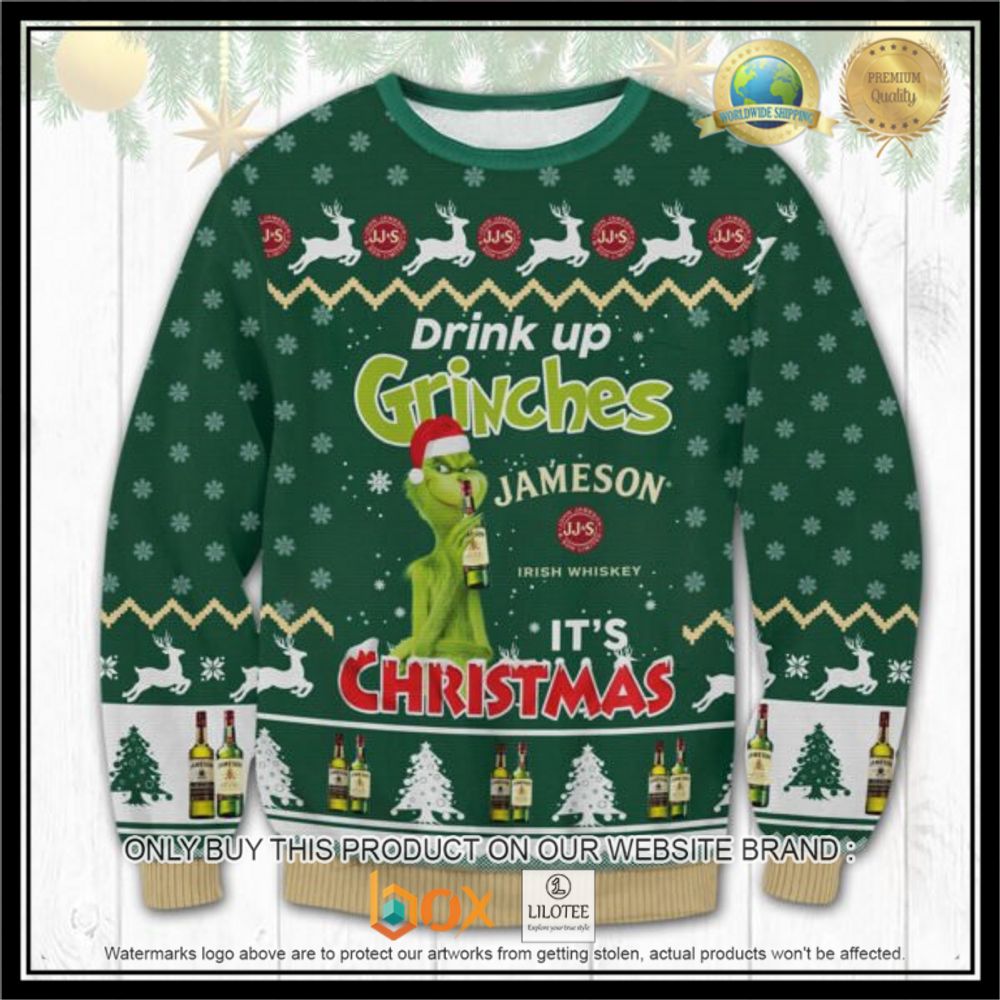 HOT Jameson Drink Up Grinches Christmas Ugly Sweater 4