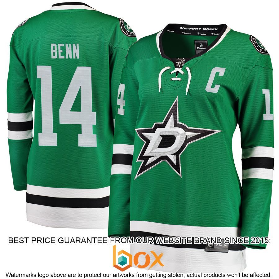 NEW Jamie Benn Dallas Stars Women's Home Player Green Hockey Jersey 1
