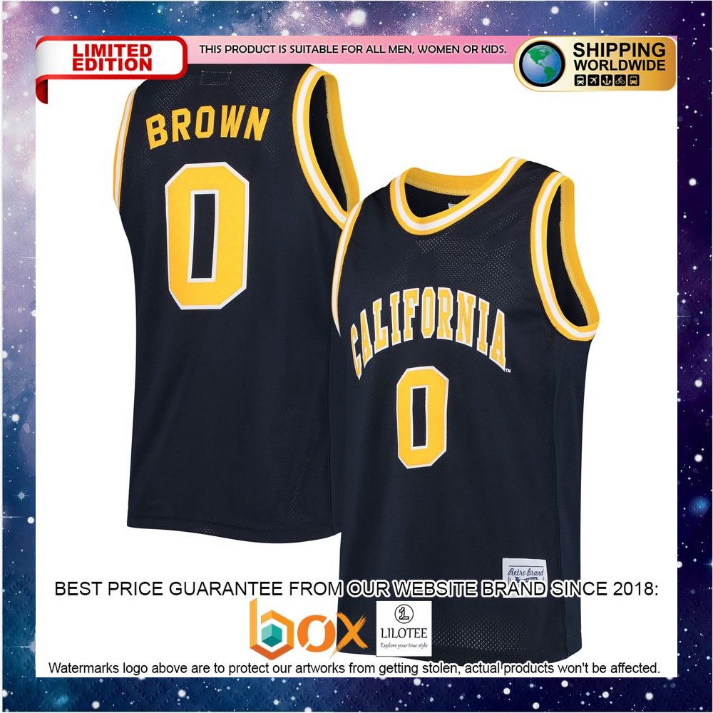 NEW Jaylen Brown Cal Bears Original Retro Brand Commemorative Classic Navy Basketball Jersey 1
