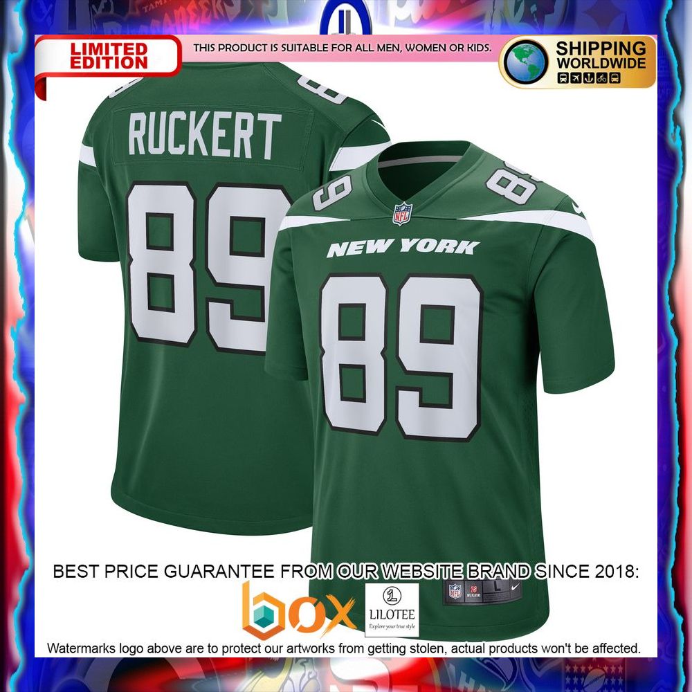 NEW Jeremy Ruckert New York Jets Gotham Green Football Jersey 12