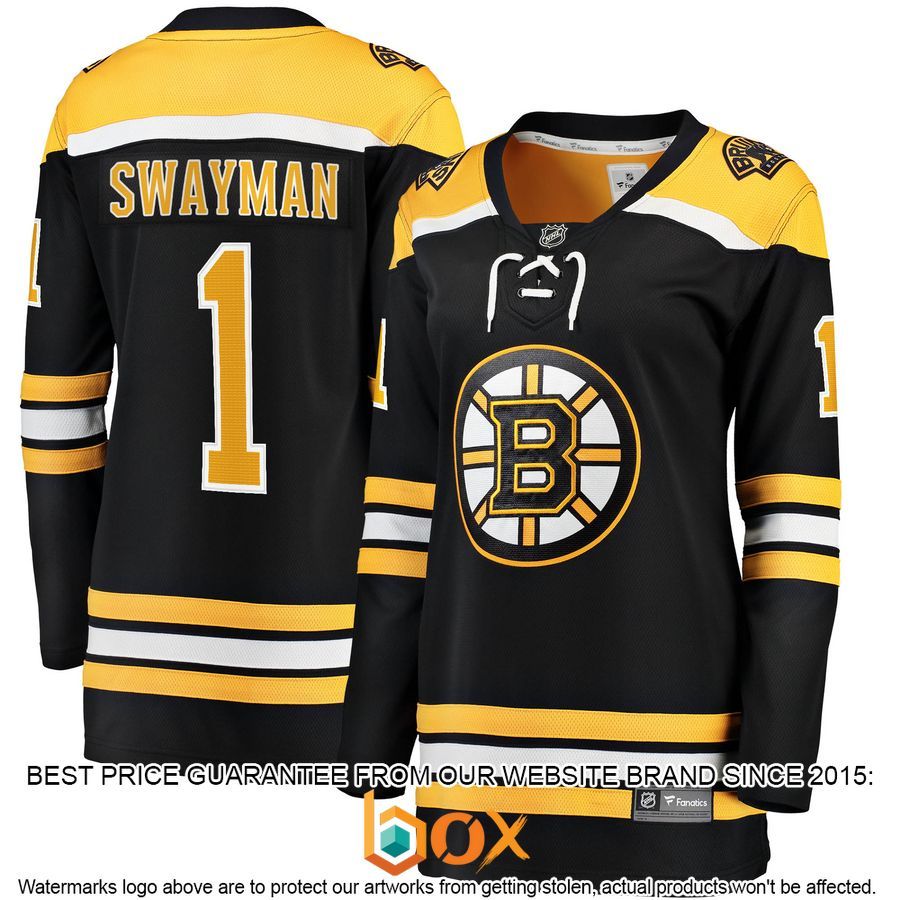 NEW Jeremy Swayman Boston Bruins Women's 2017/18 Home Black Hockey Jersey 1