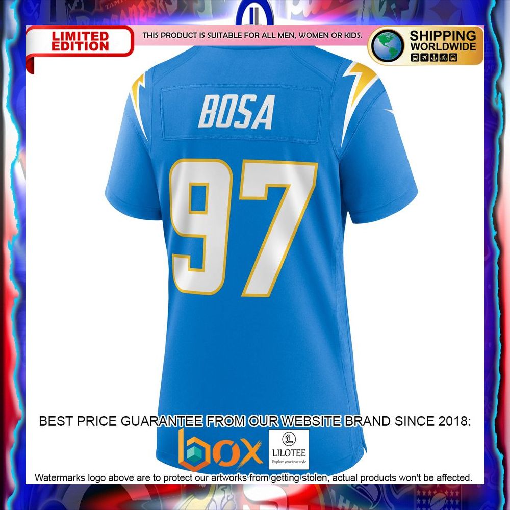 NEW Joey Bosa Los Angeles Chargers Women's Powder Blue Football Jersey 8