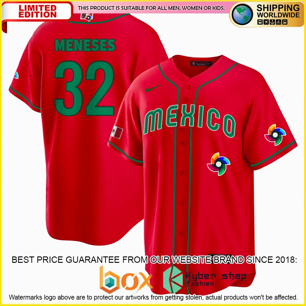NEW Joey Meneses 32 Mexico Premium Baseball Jersey 1