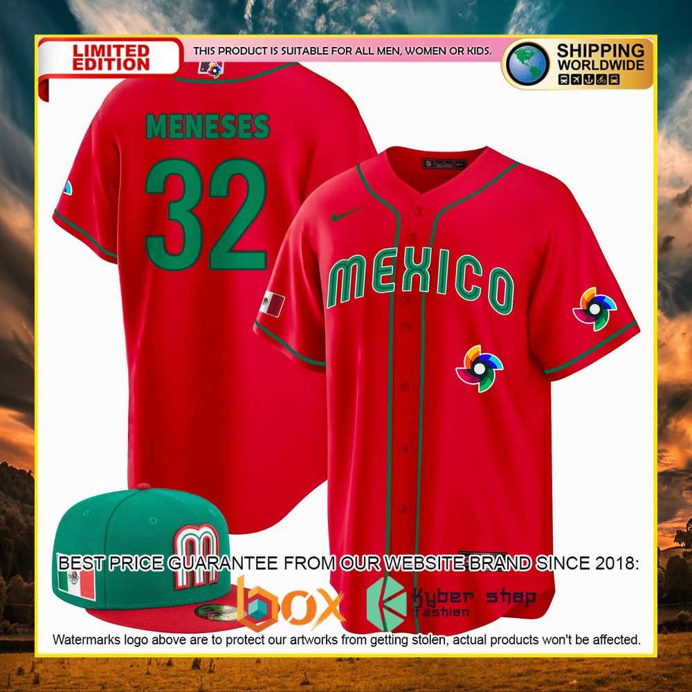 NEW Joey Meneses 32 Mexico Premium Baseball Jersey 11