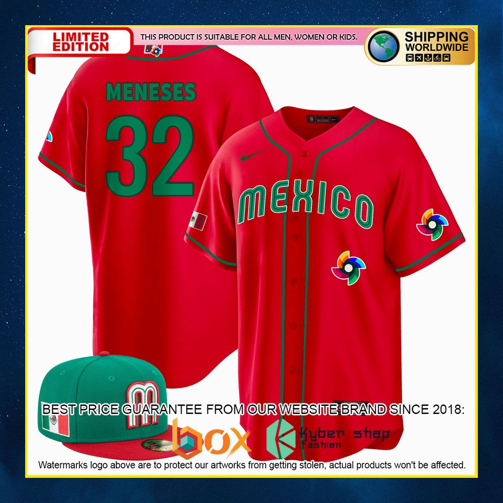 NEW Joey Meneses 32 Mexico Premium Baseball Jersey 17
