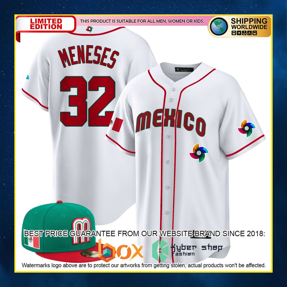NEW Joey Meneses 32 Mexico Premium Baseball Jersey 18