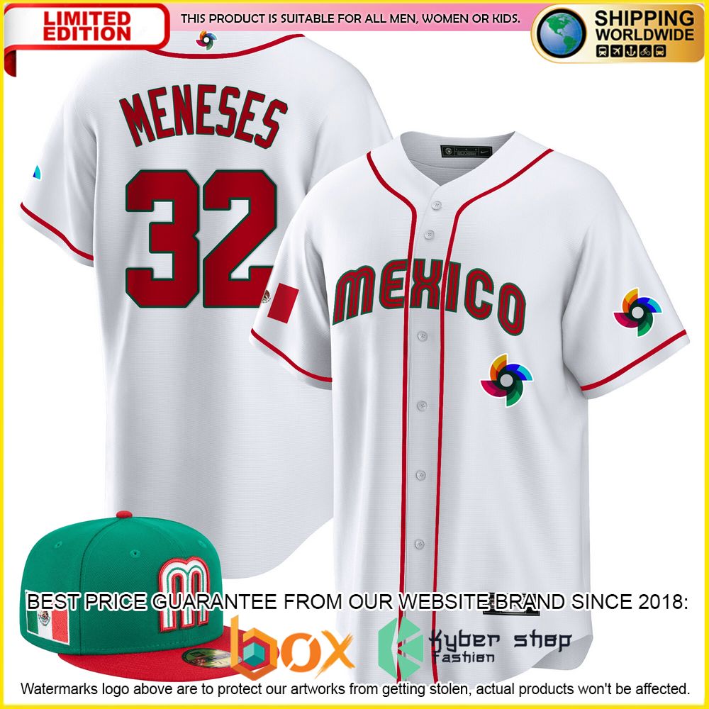 NEW Joey Meneses 32 Mexico Premium Baseball Jersey 6