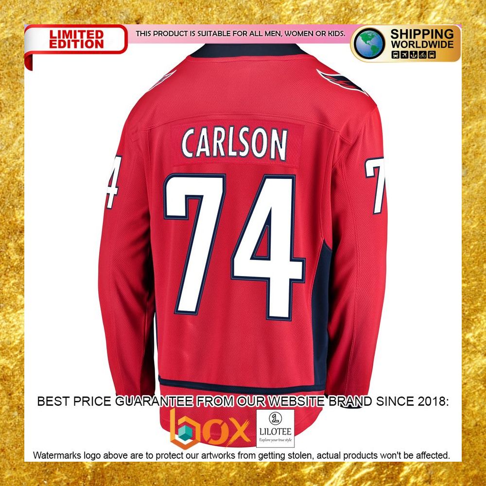 NEW John Carlson Washington Capitals Home Player Red Hockey Jersey 7