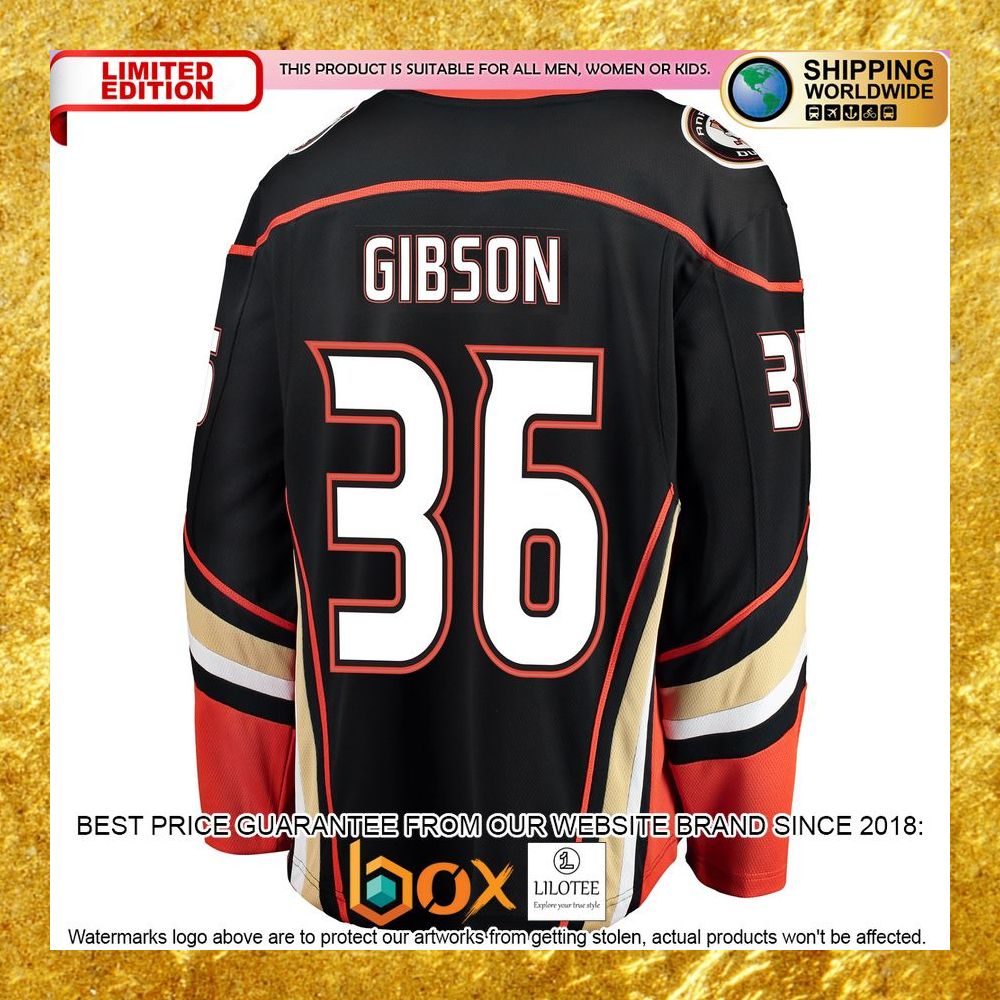 NEW John Gibson Anaheim Ducks Player Black Hockey Jersey 7