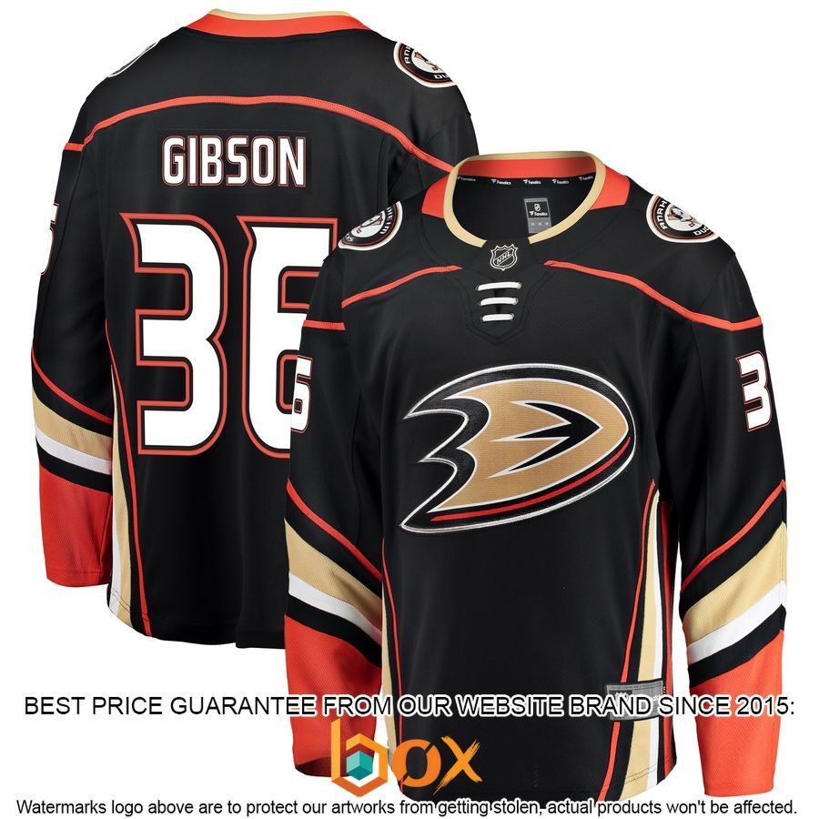 NEW John Gibson Anaheim Ducks Player Black Hockey Jersey 4